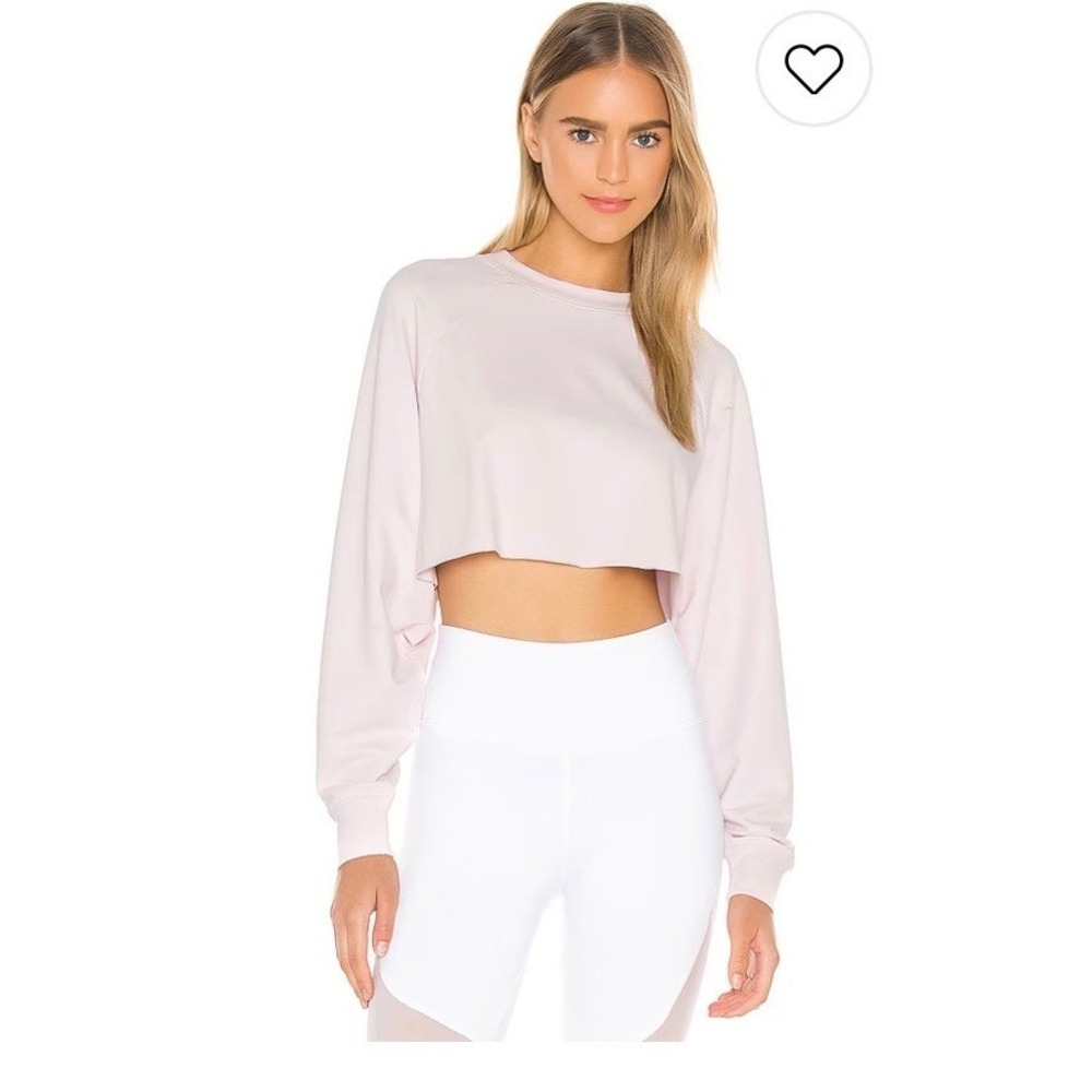 Alo Double Take Cropped Pullover Soft Pink sz M Long Sleeve